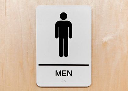 Mens toilet sign on door